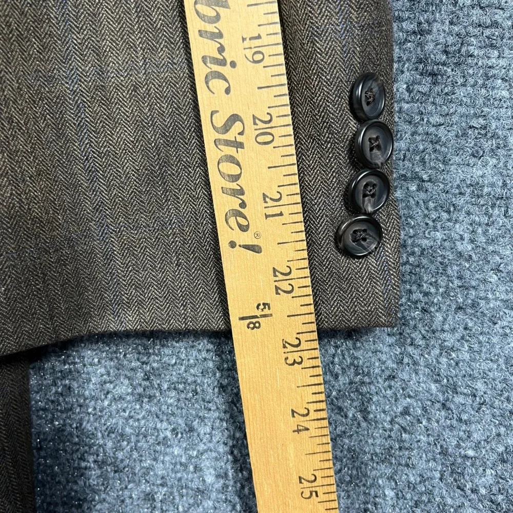 Ralph Lauren Sport Coat Mens 44S Brown Herringbone Windowpane 100% Wool Blazer